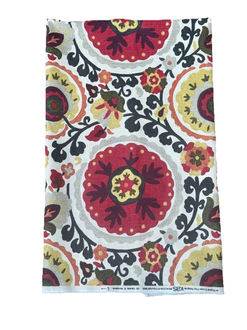 KAS Richloom 2010 Floral Medallion Scroll Print Red/Multi 1yd/54" Wide Cotton